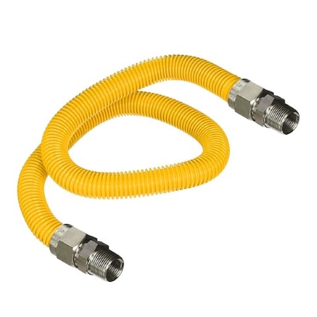 Flextron Gas Line Hose 1/2'' O.D.x36'' Len 1/2" MIP Fittings Yellow Coated Stainless Steel Flexible Connector FTGC-YC38-36A